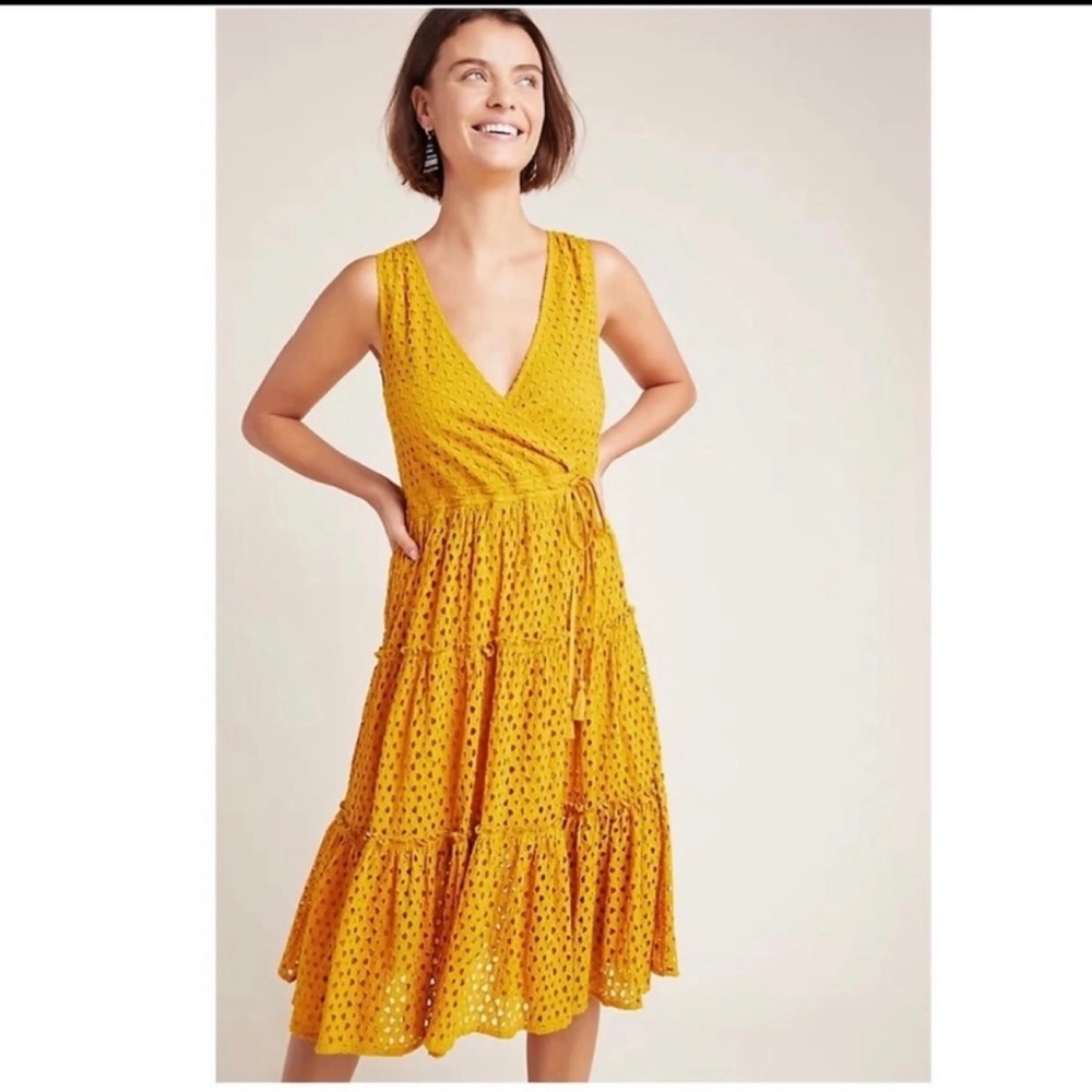 Frye x Anthropologie Nuri Eyelet Wrap Tie Dress